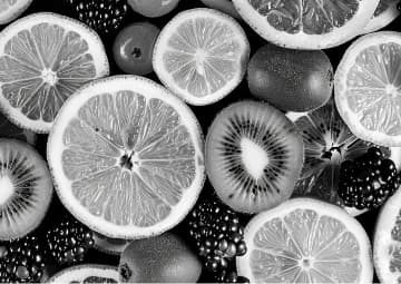 果実のモノクロ写真